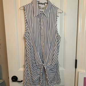 Sleeveless Asymmetrical Button Down Tunic